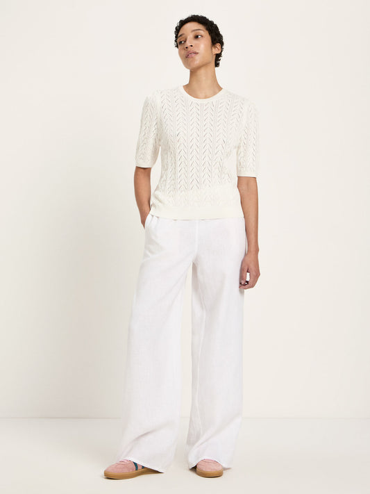 Kortærmet Strik Tee, Off White, Lanius