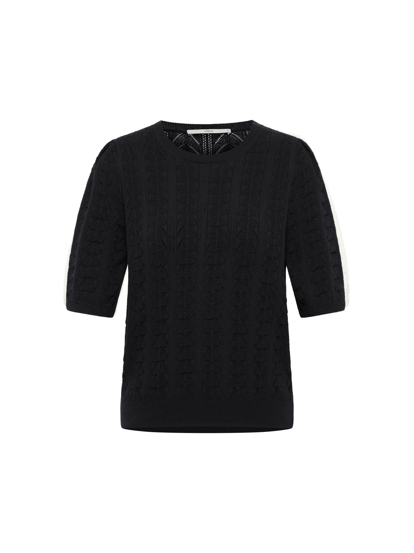 Kortærmet Strik Tee, Onyx, Lanius