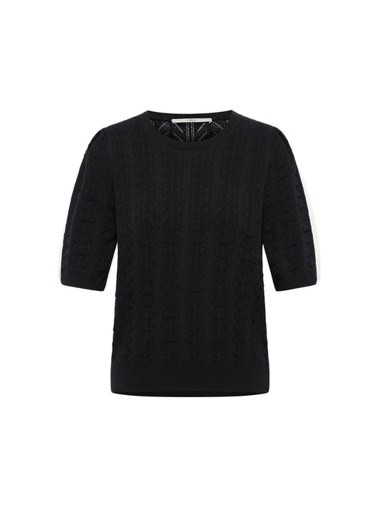 Kortærmet Strik Tee, Onyx, Lanius