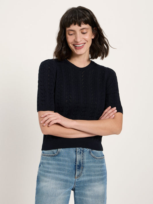 Kortærmet Strik Tee, Onyx, Lanius