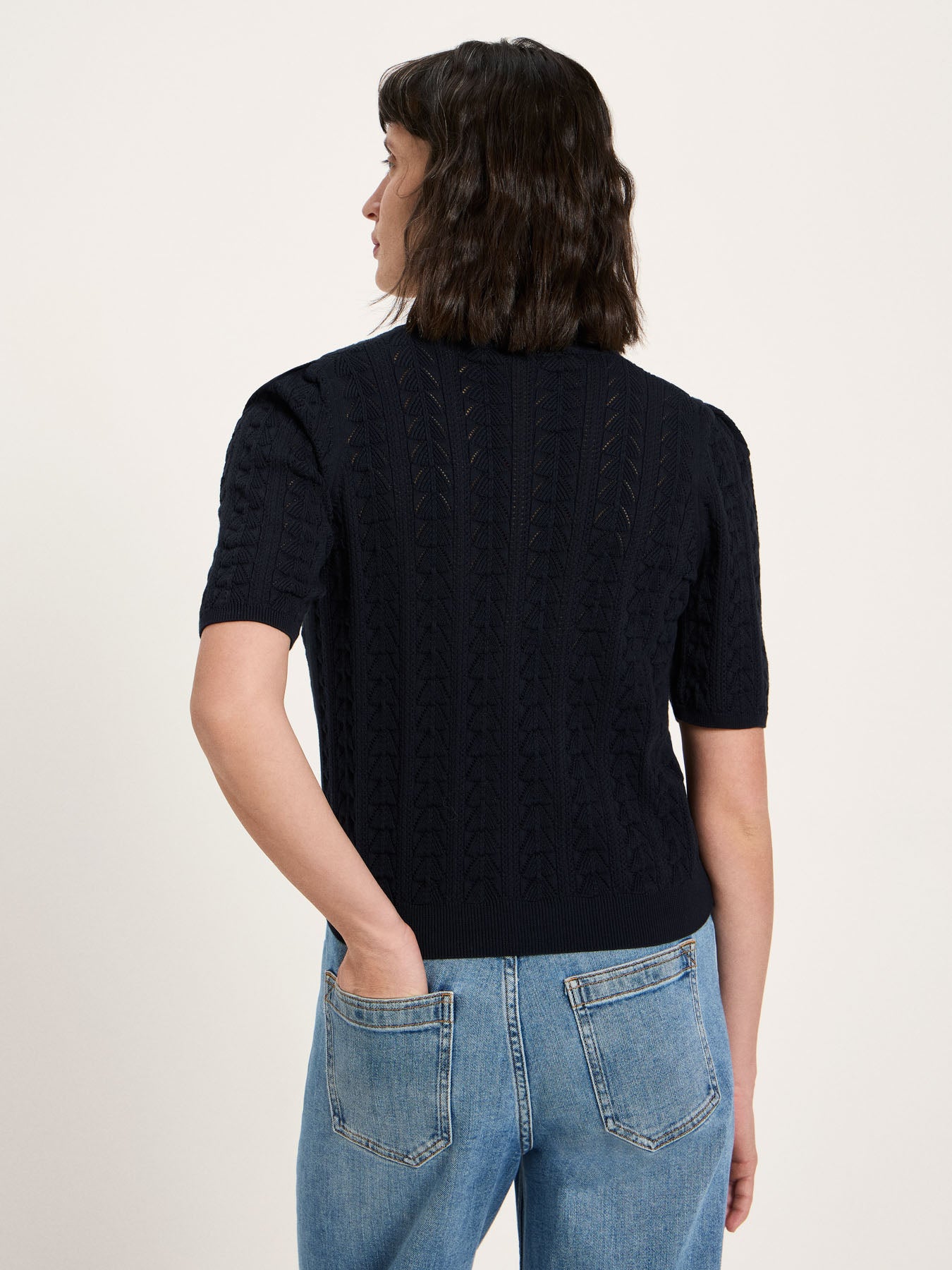 Kortærmet Strik Tee, Onyx, Lanius