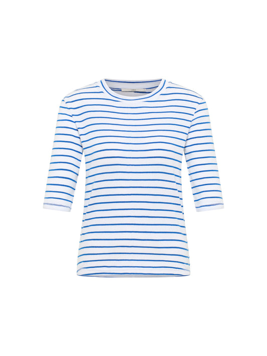 Bluse med 3/4 ærme, White/Lapis, Lanius