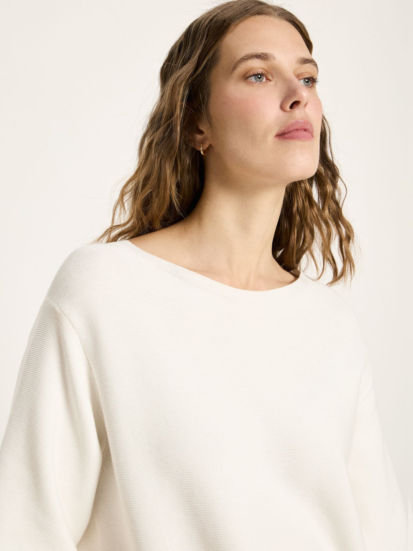 Strik med 3/4 ærme, Off White, Lanius