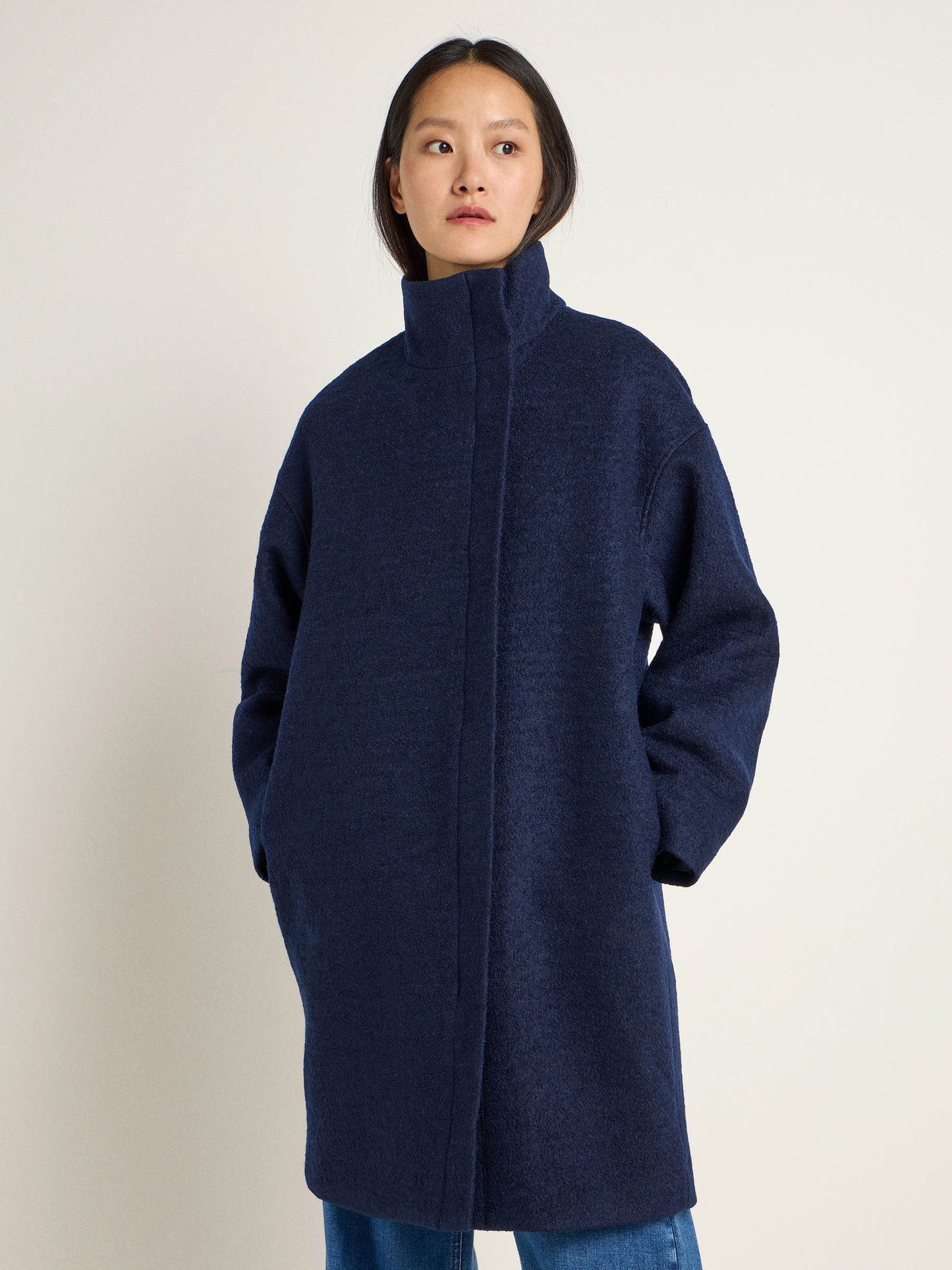 Oversize jakke - organic wool/cotton (midnight blue)