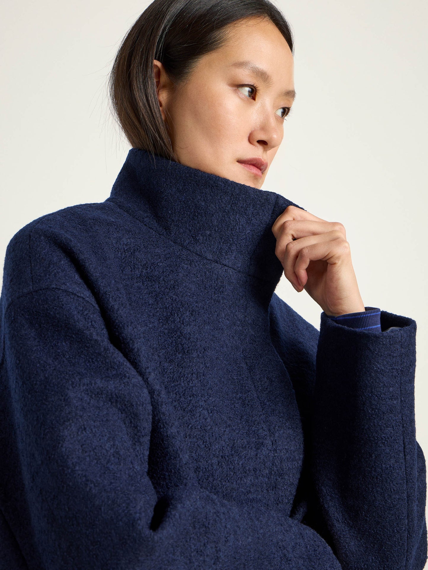 Oversize jakke - organic wool/cotton (midnight blue)