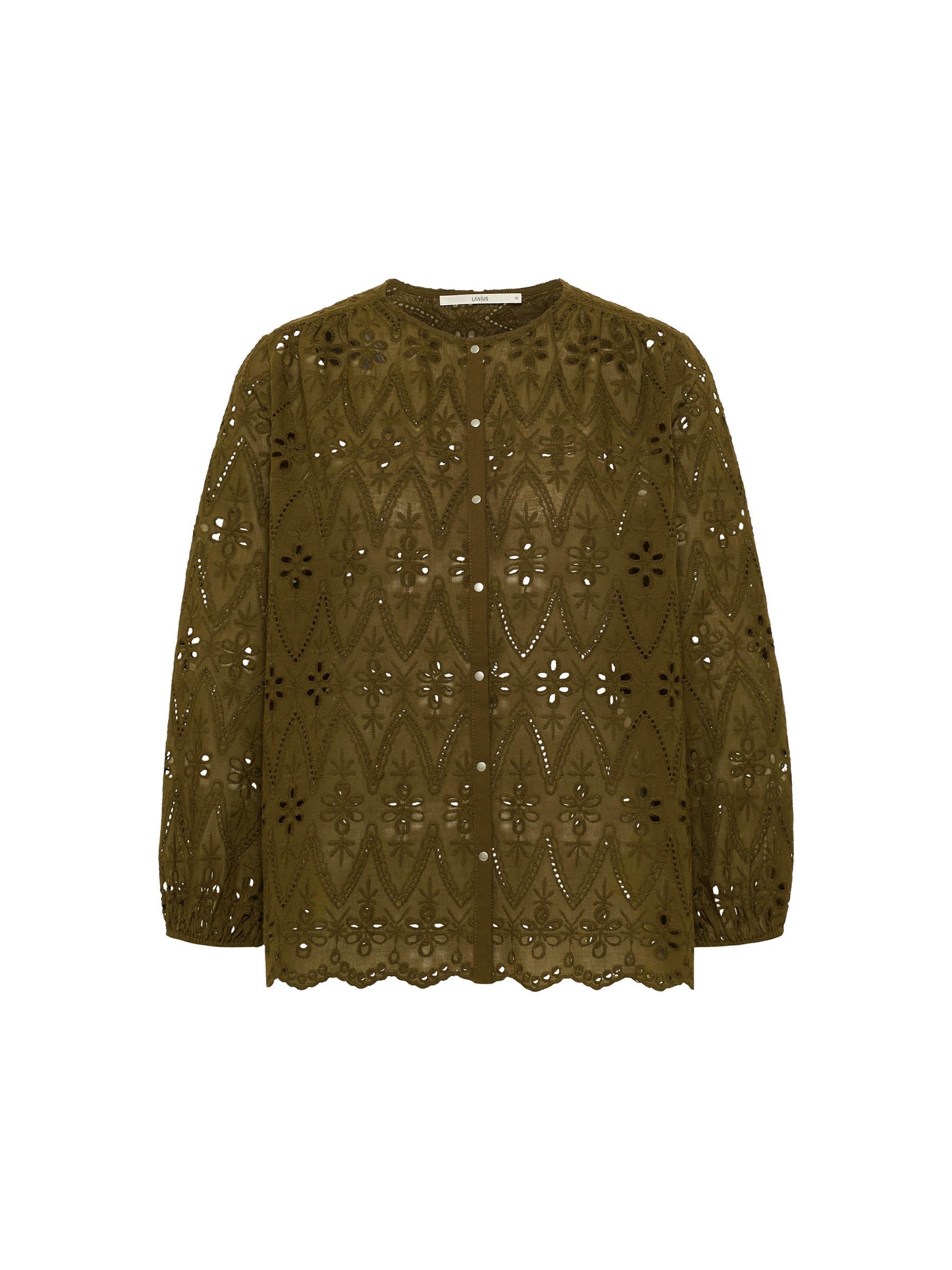 Skjorte i broderi anglaise (dark olive)