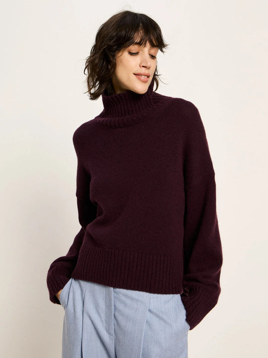 Oversized GOTS Sweater Wool, Bordeaux, Lanius