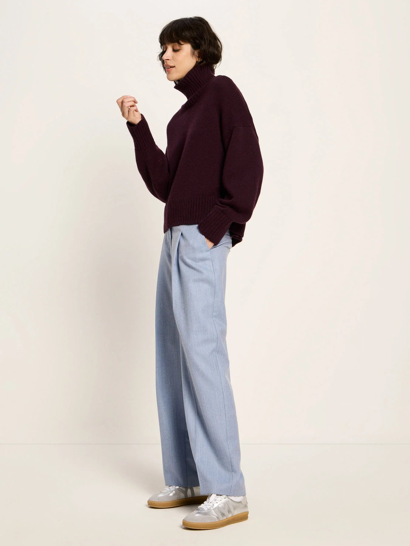 Oversized GOTS Sweater Wool, Bordeaux, Lanius
