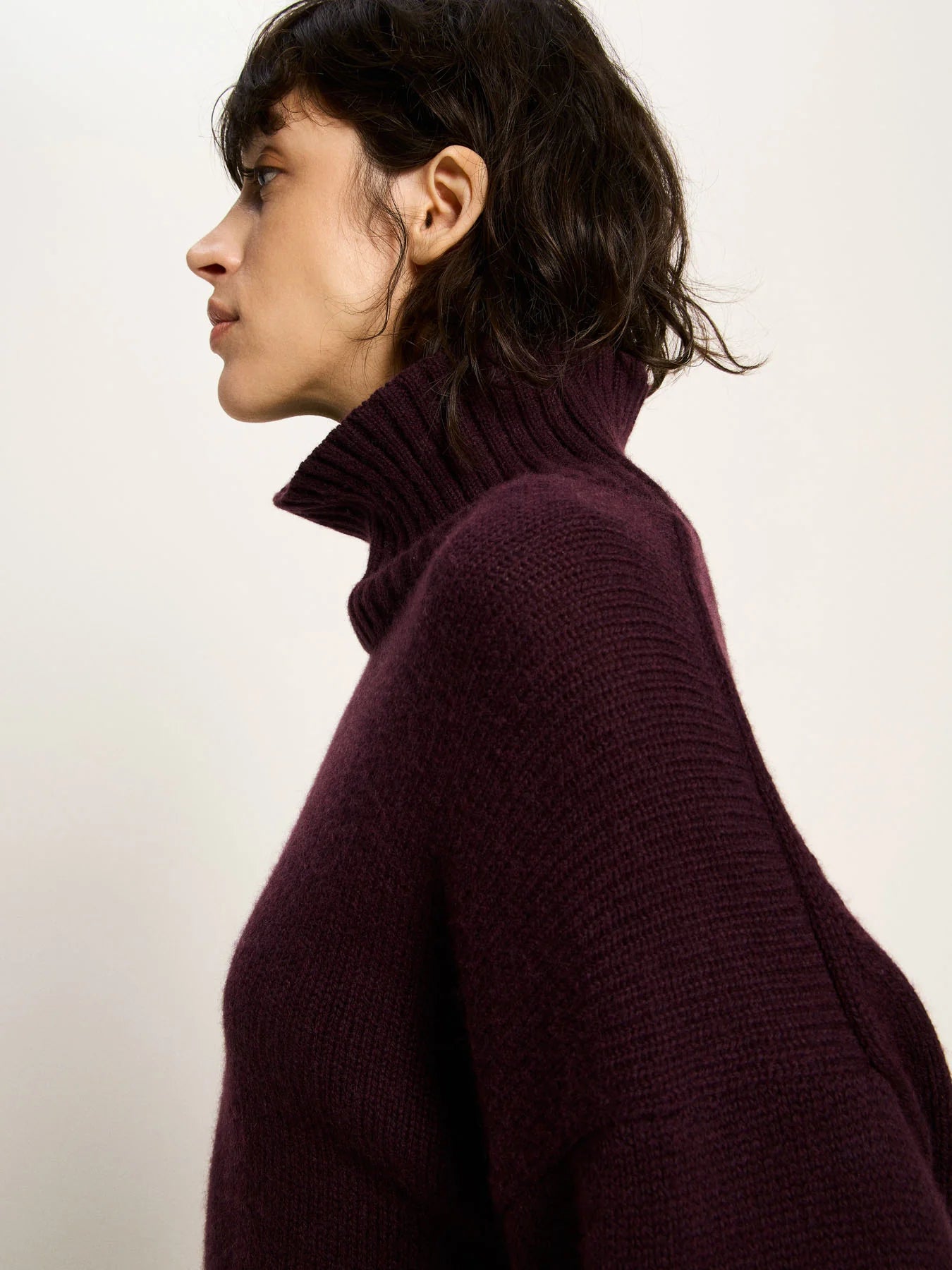 Oversized GOTS Sweater Wool, Bordeaux, Lanius