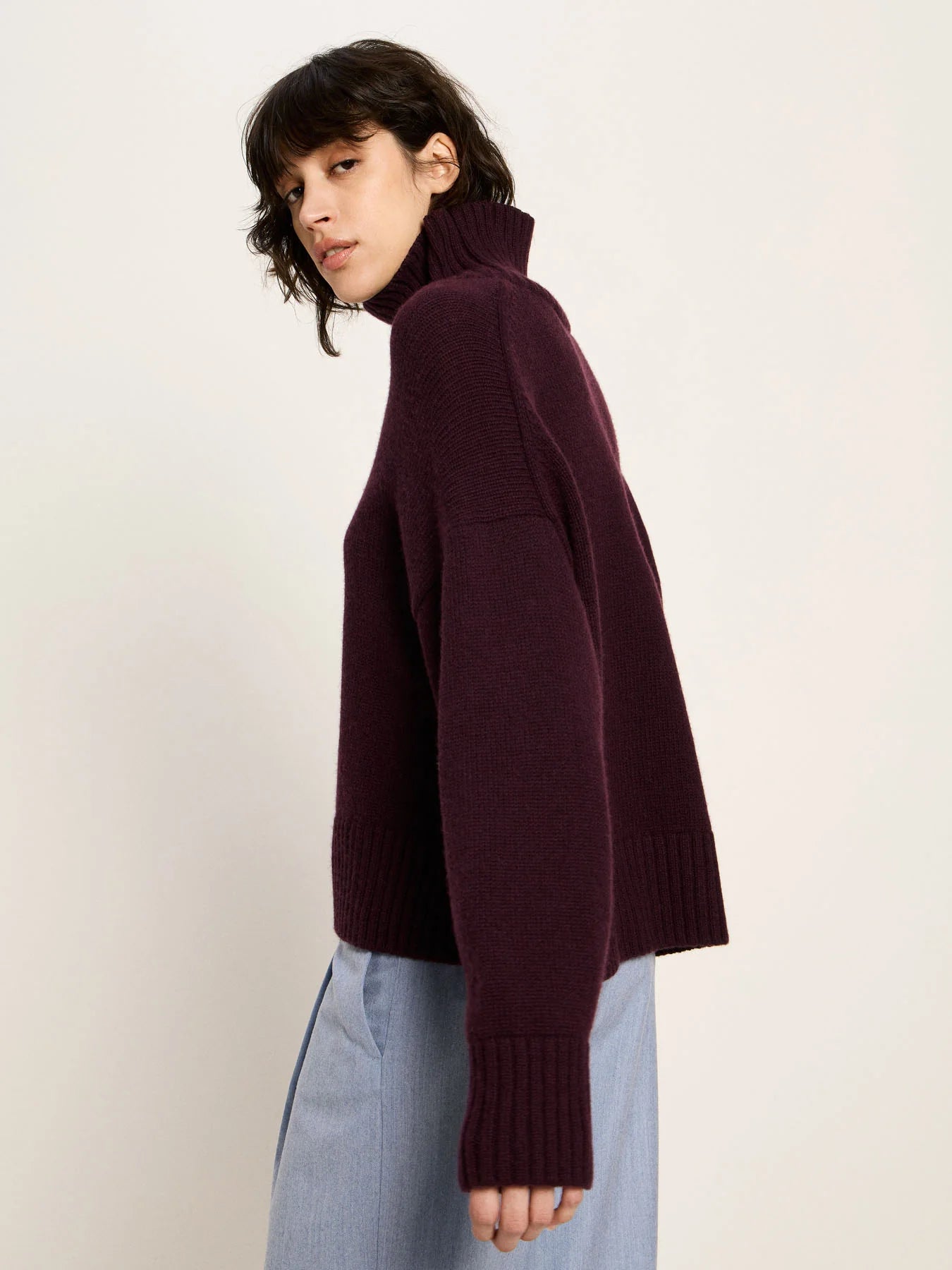 Oversized GOTS Sweater Wool, Bordeaux, Lanius