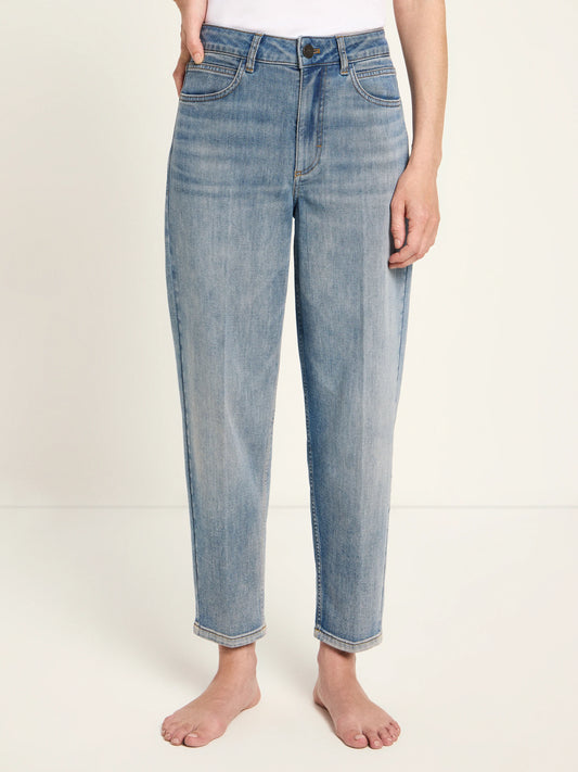 Cropped Jeans, Stonewash Blue Denim, Lanius