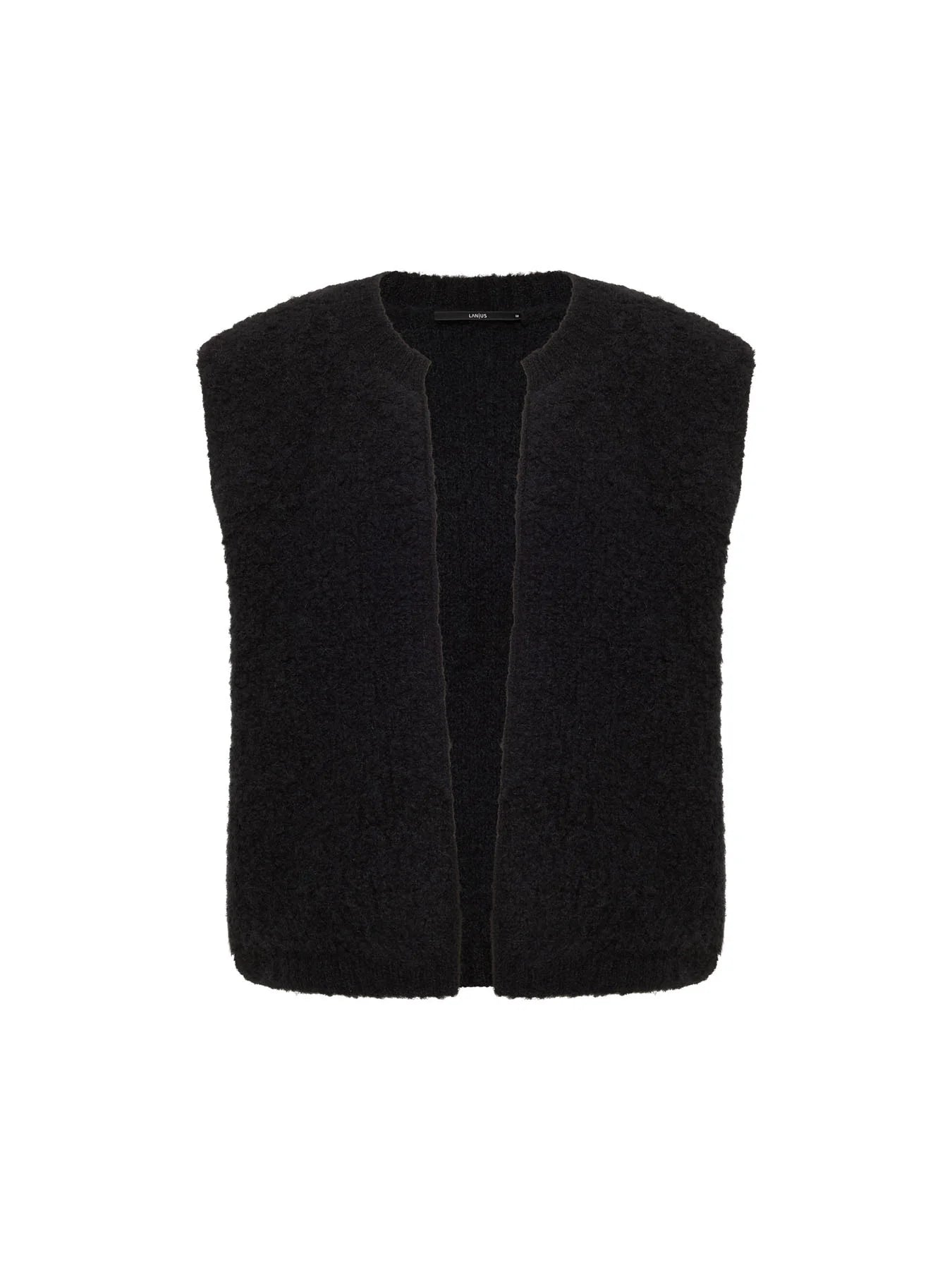 Vest Bouclé Wool, Black, Lanius