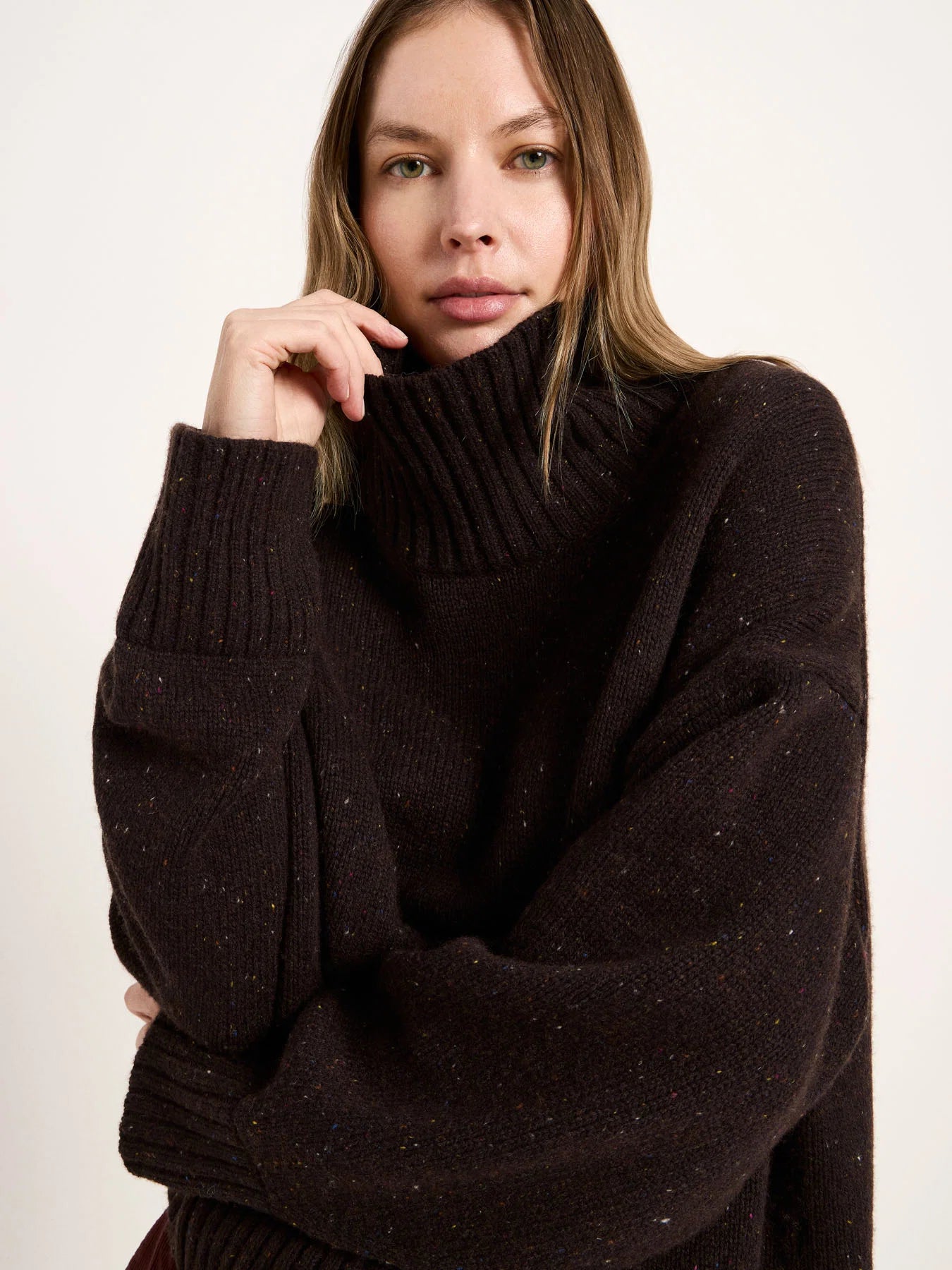 Oversized Sweater Wool, Bitter Chocolate Tweed, Lanius