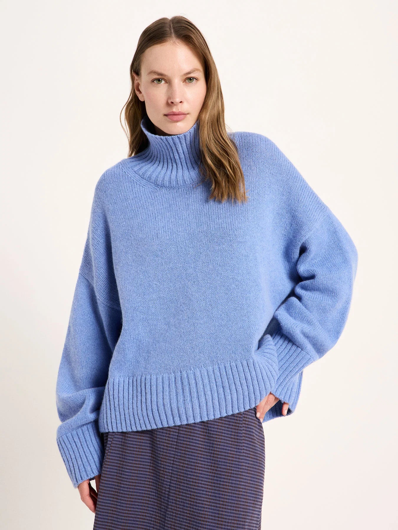 Oversized Sweater Wool, Light Blue Melange, Lanius
