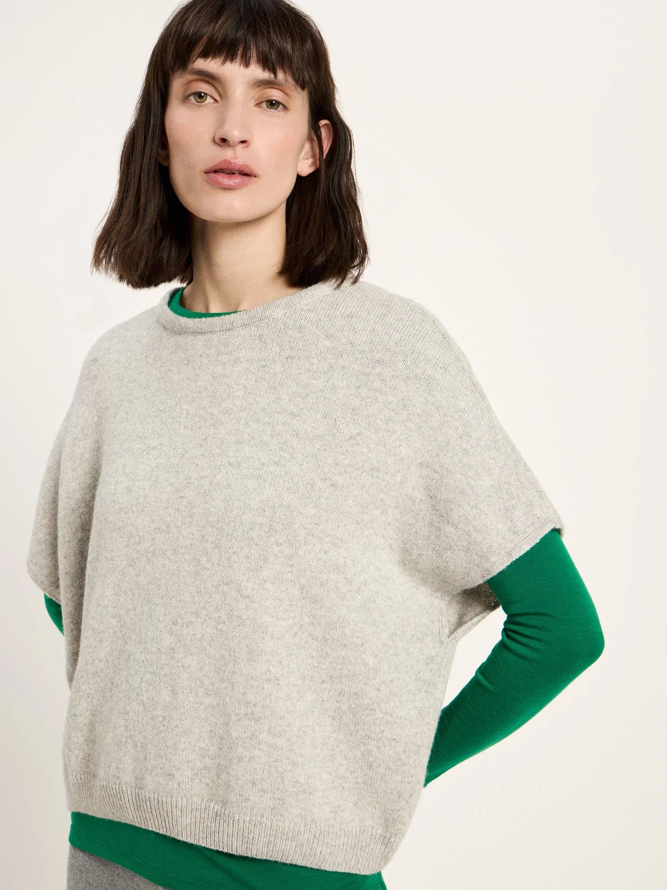 Sweater Vest Wool, Grey Melange, Lanius