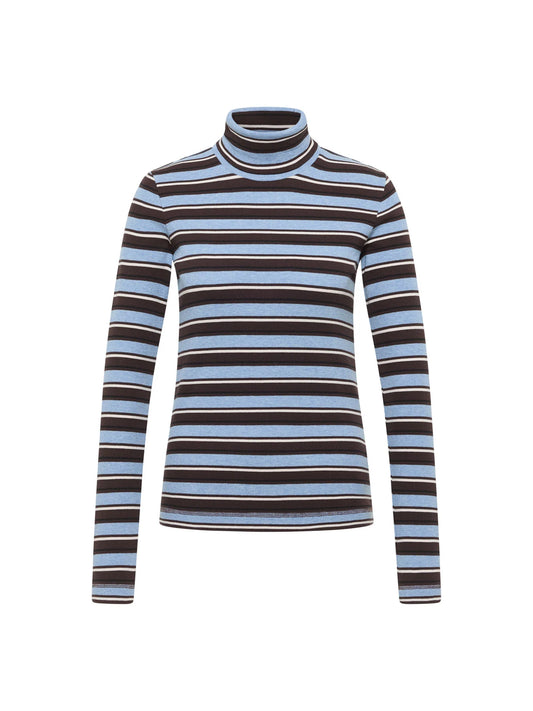 Bluse m/ rullekrave, Chocolate Multi, Lanius