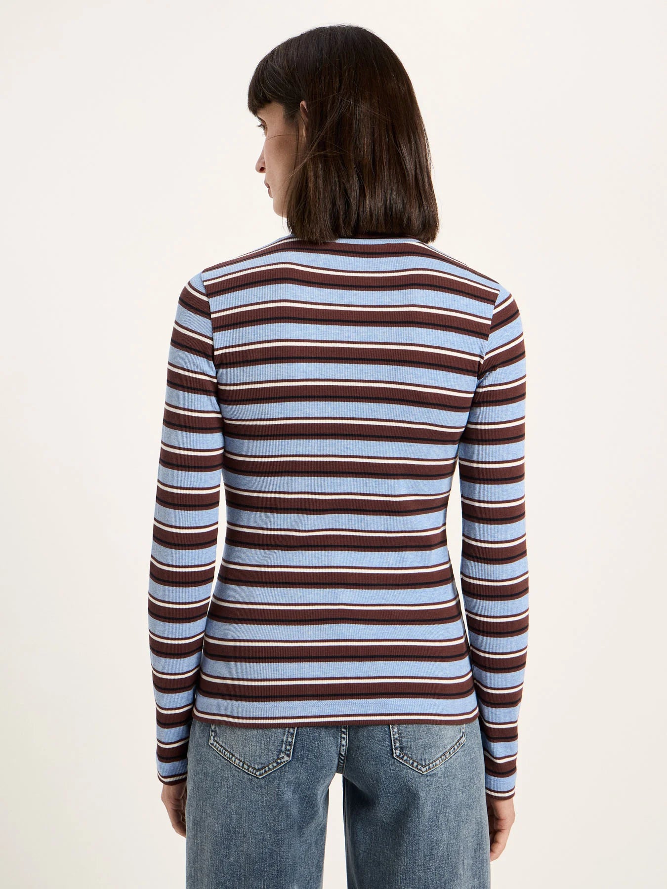 Bluse m/ rullekrave, Chocolate Multi, Lanius