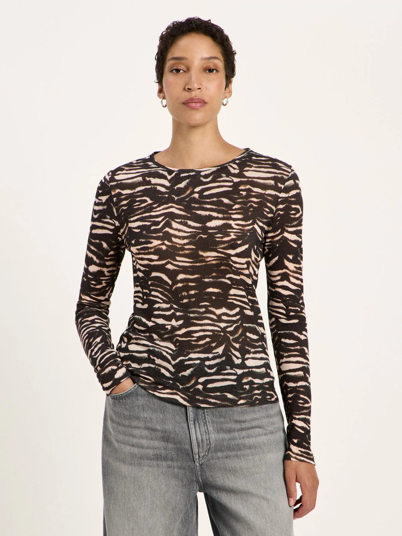 Bluse, Tencel, Animal Stripe Rose, Lanius