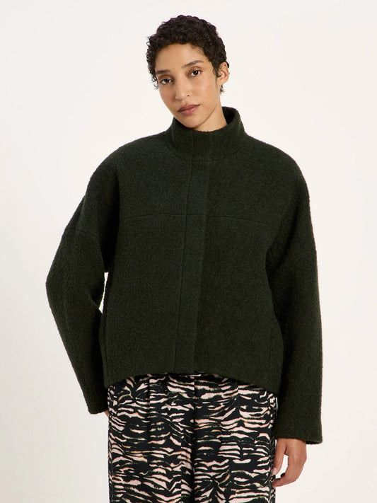 Kort Frakke Bouclé, Wool, Dark Turtle, Lanius