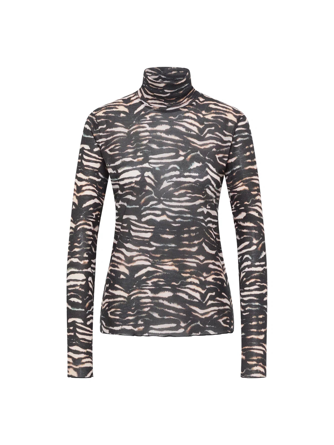 Bluse m/ rullekrave, Tencel, Animal Stripe Rose, Lanius