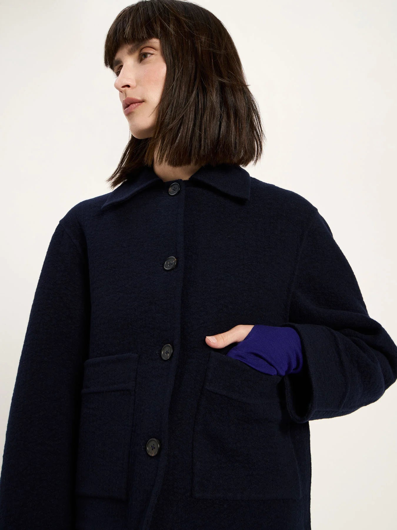 Kort Frakke, Wool, Midnight, Lanius