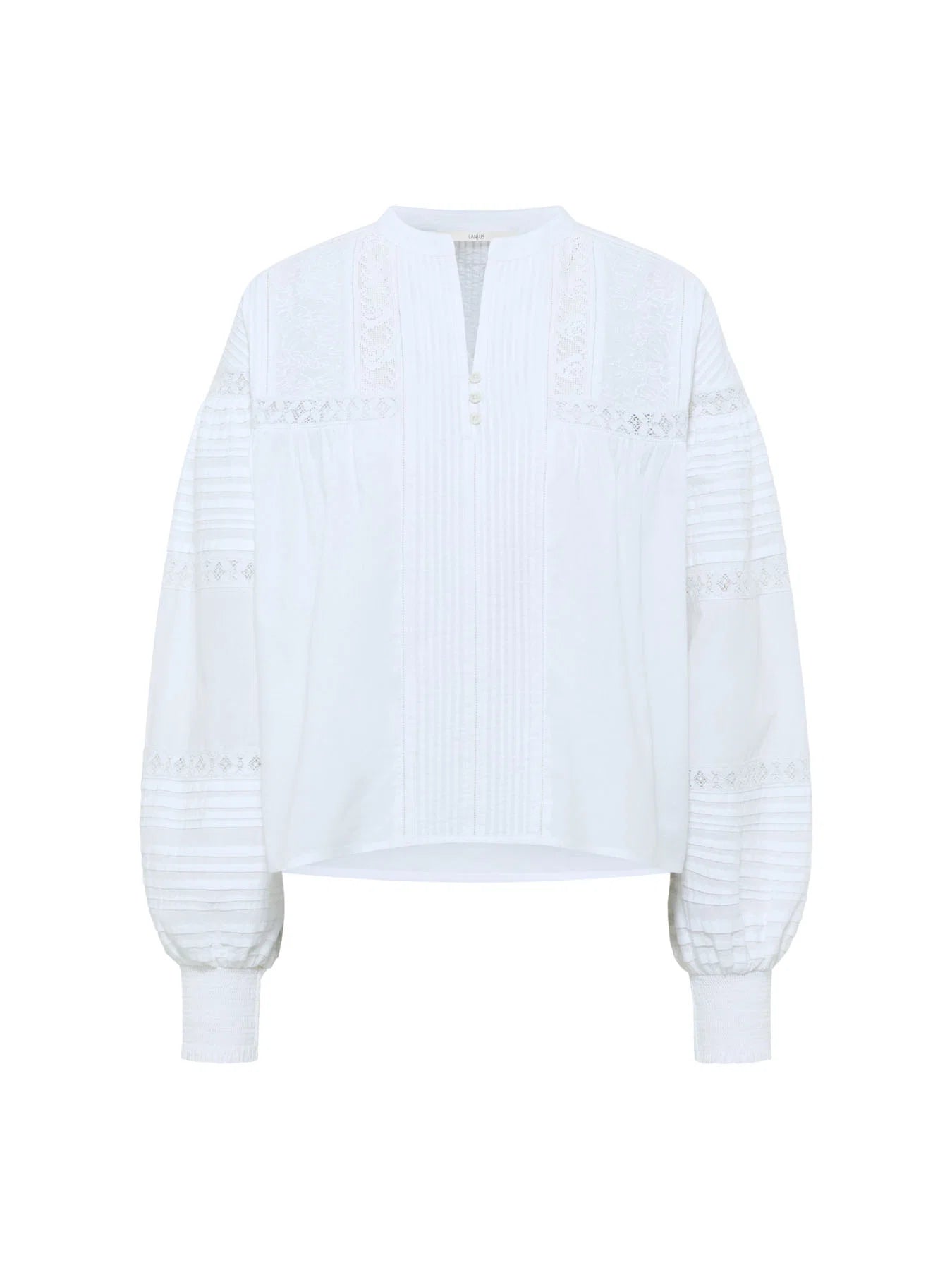 Skjorte m/ Broderie Anglaise, White, Lanius