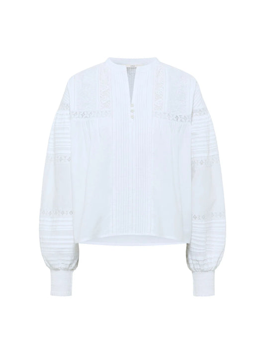 Skjorte m/ Broderie Anglaise, White, Lanius