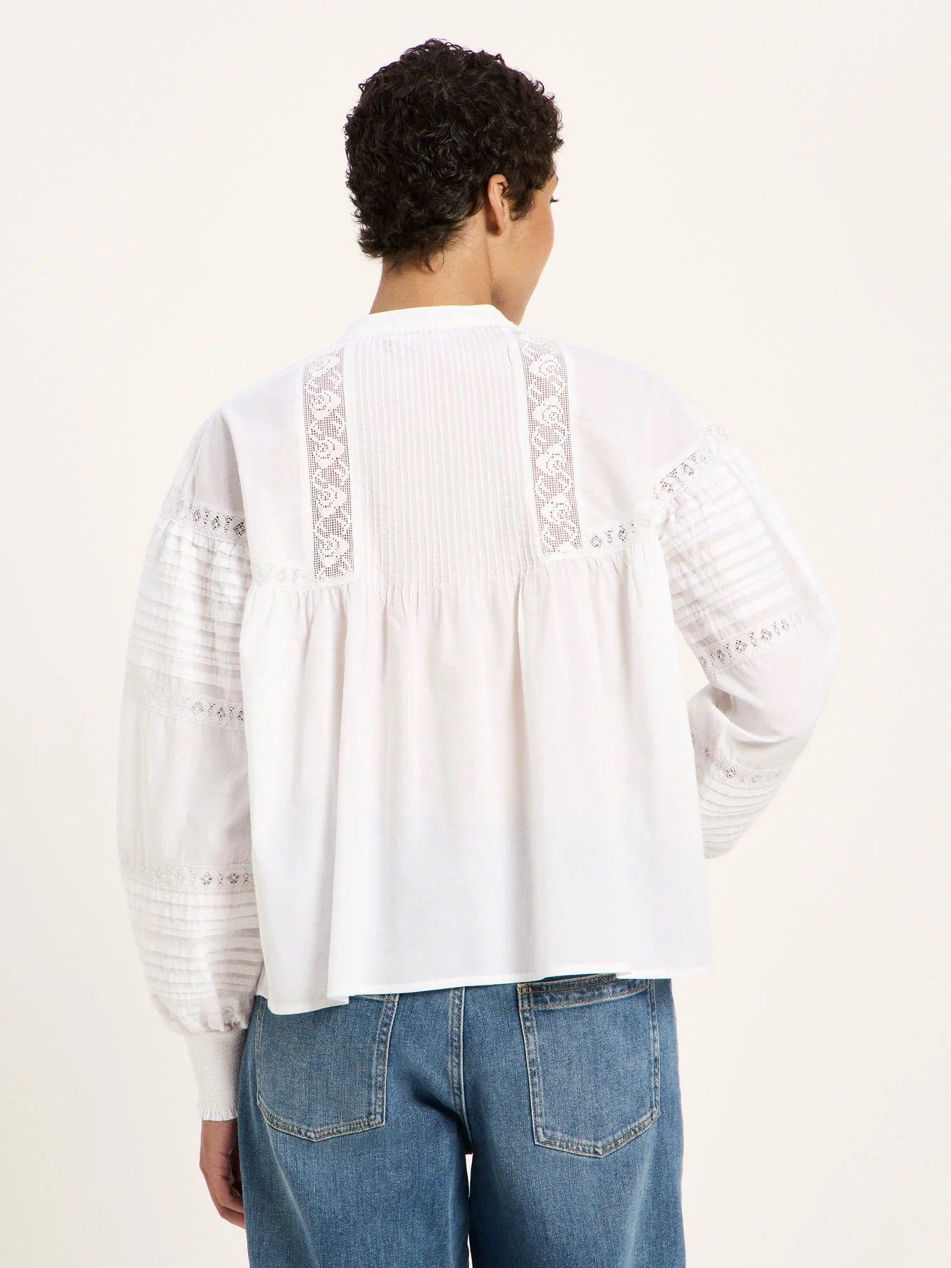 Skjorte m/ Broderie Anglaise, White, Lanius