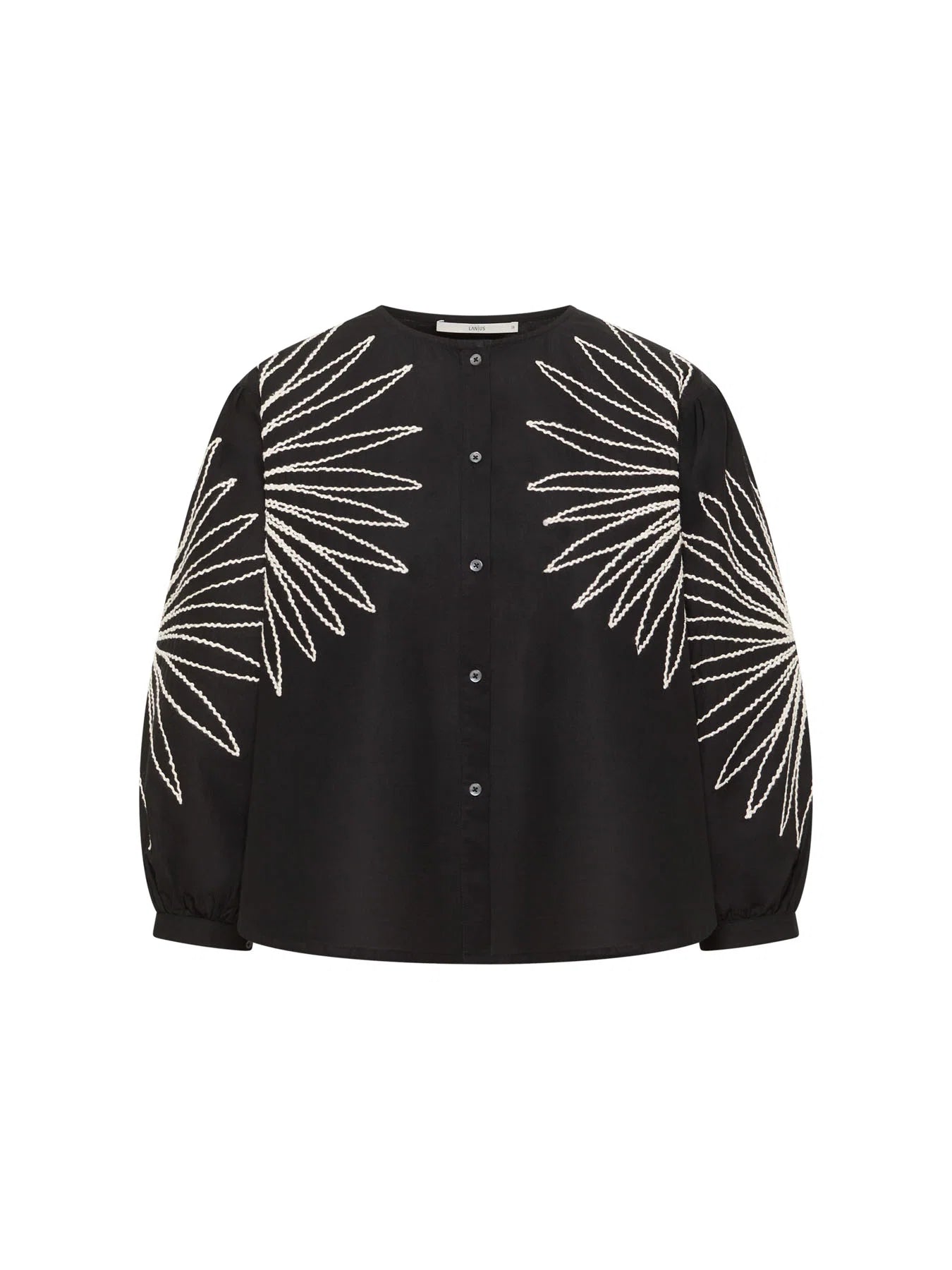 Skjorte m/ broderi, Black, Lanius