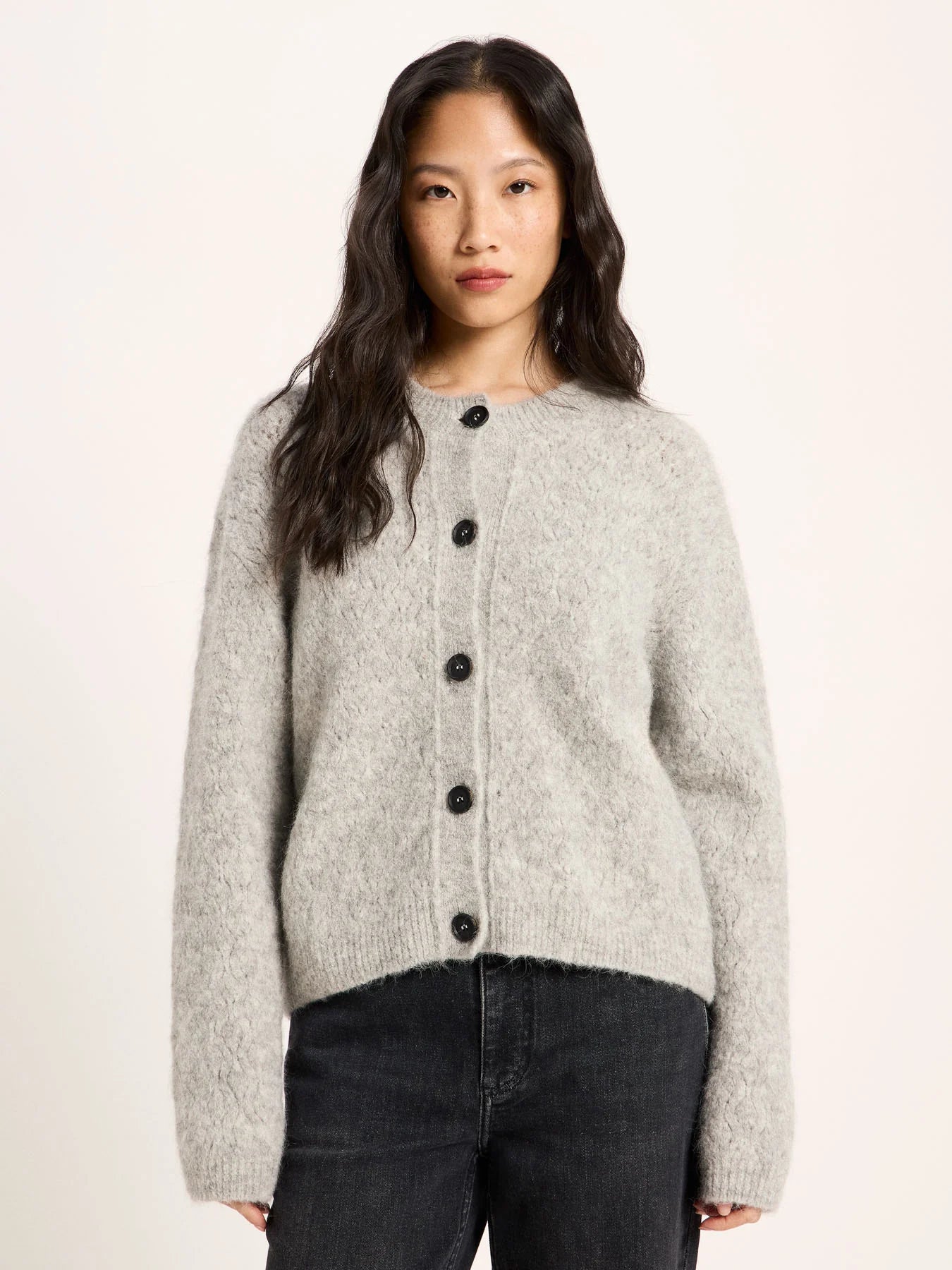 Cardigan, Wool, Grey Melange, Lanius