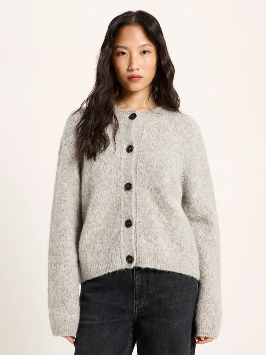 Cardigan, Wool, Grey Melange, Lanius