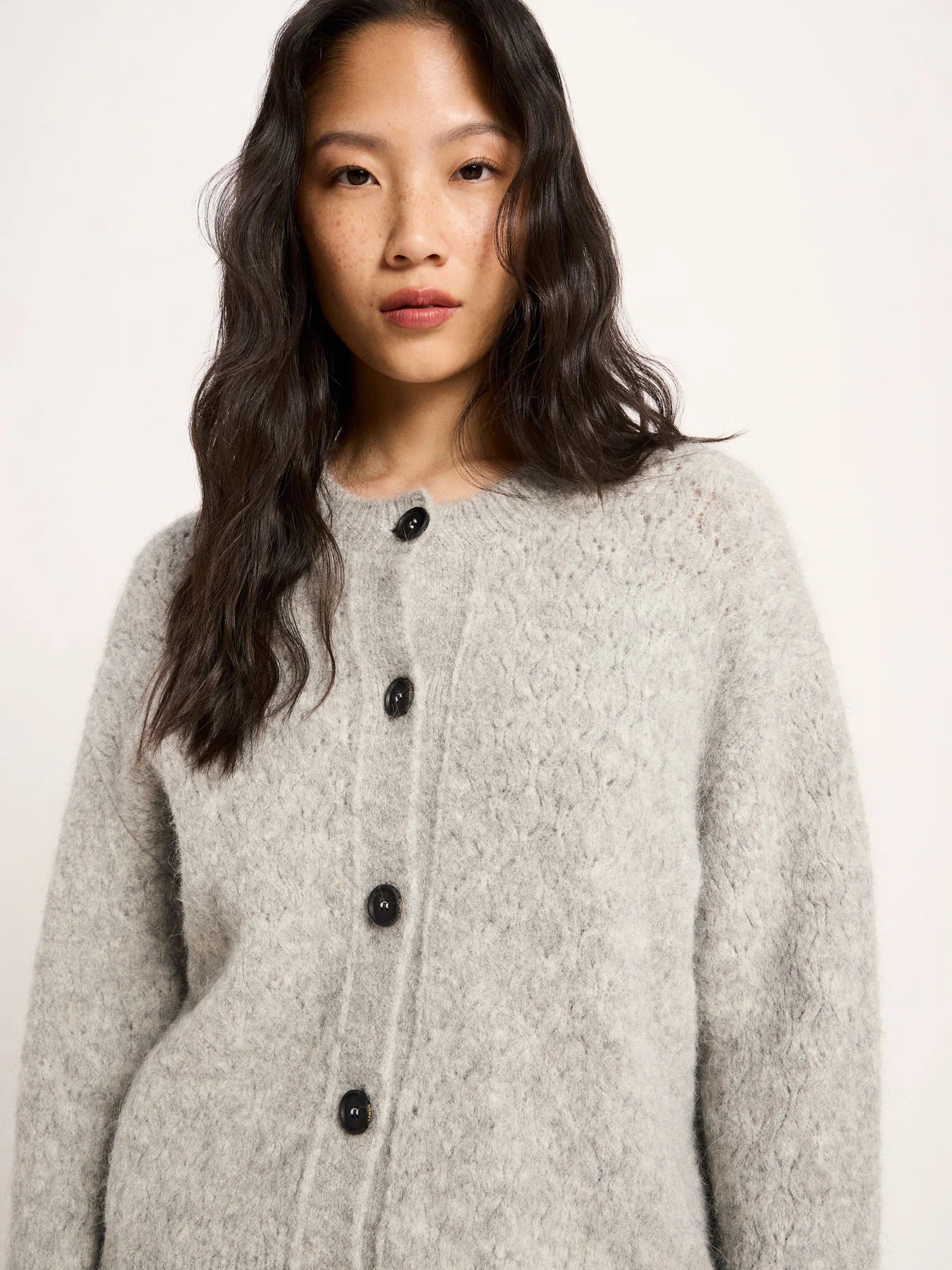 Cardigan, Wool, Grey Melange, Lanius