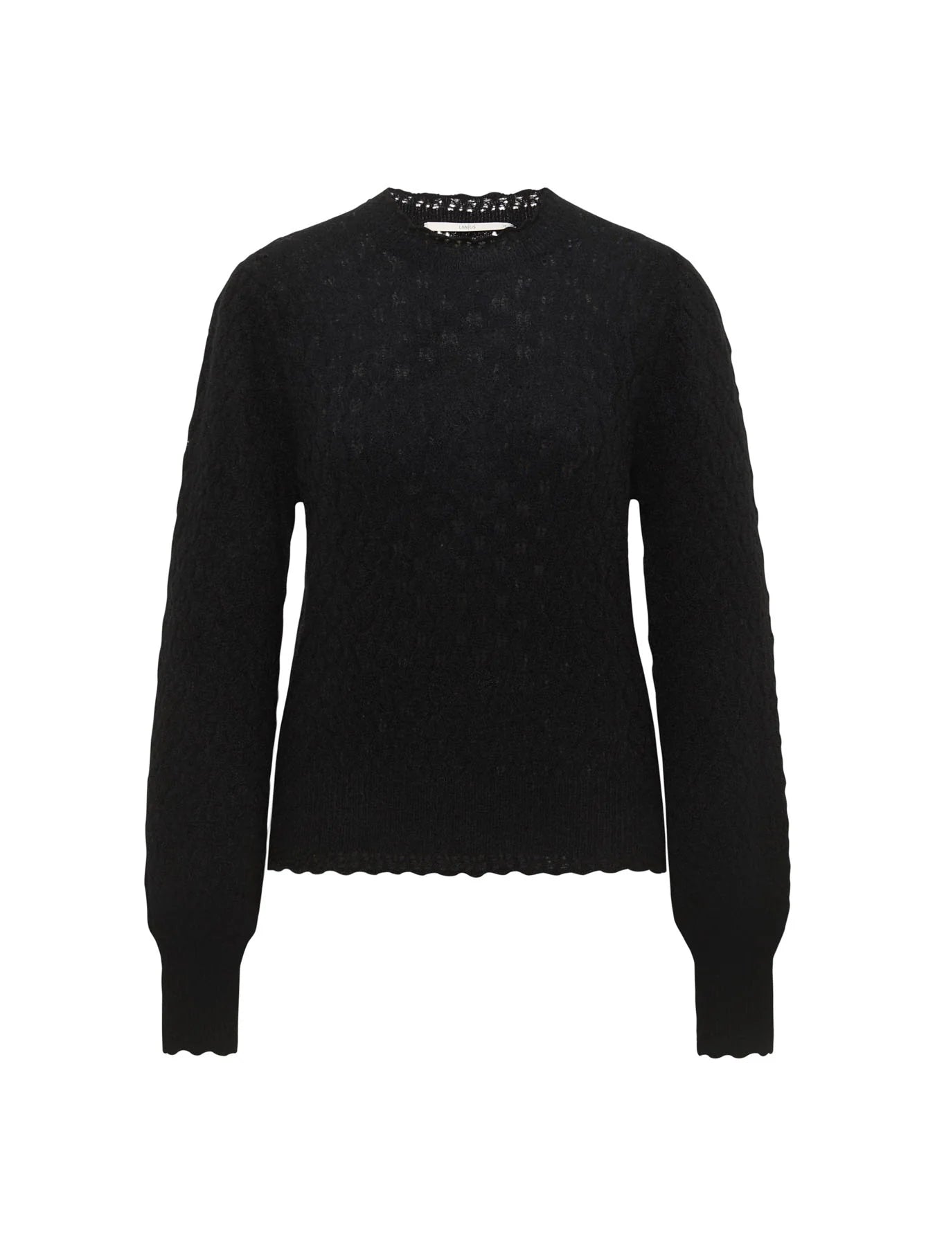 Ajour Sweater Wool, Black, Lanius