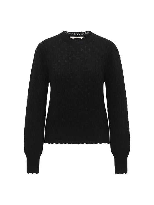 Ajour Sweater Wool, Black, Lanius