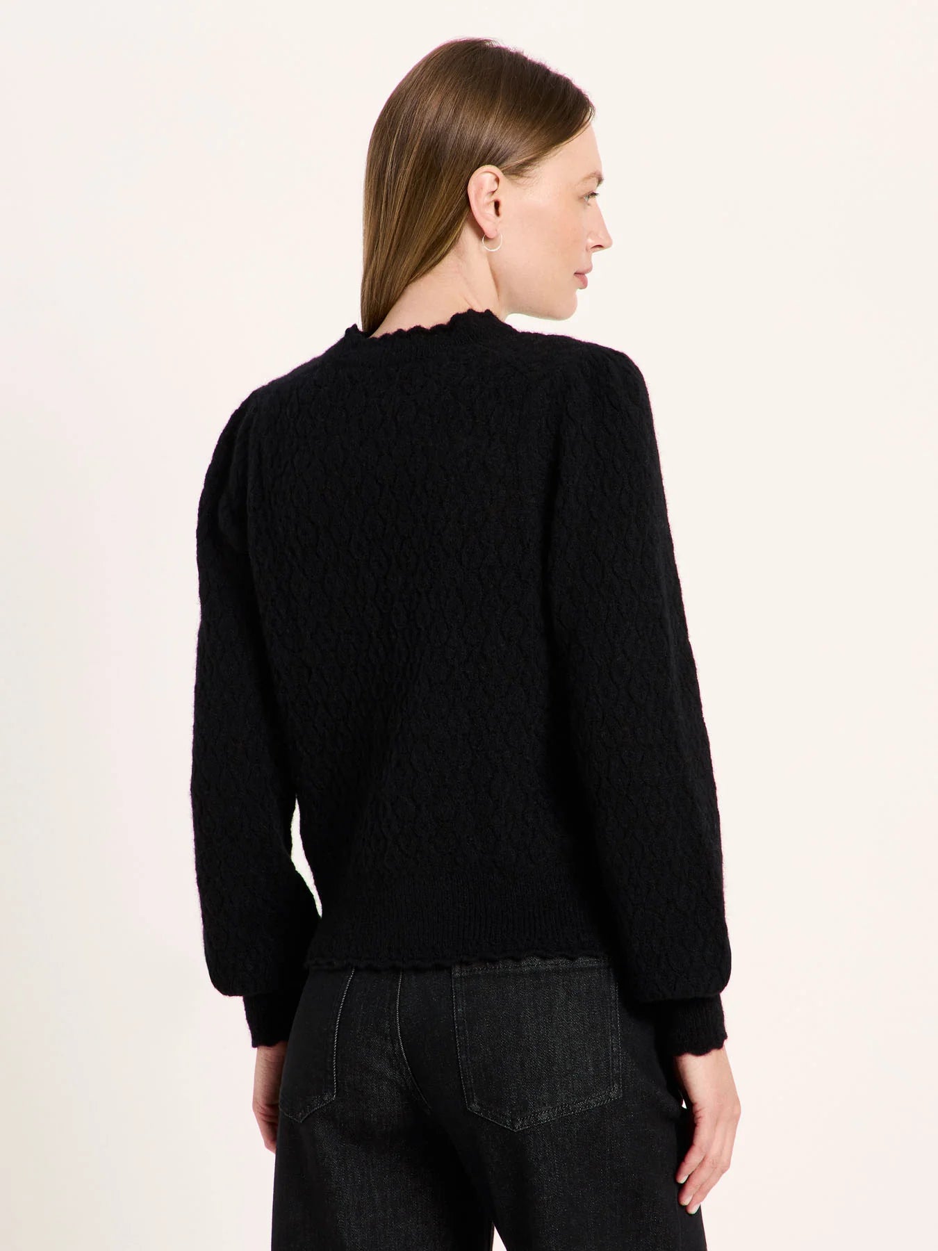 Ajour Sweater Wool, Black, Lanius