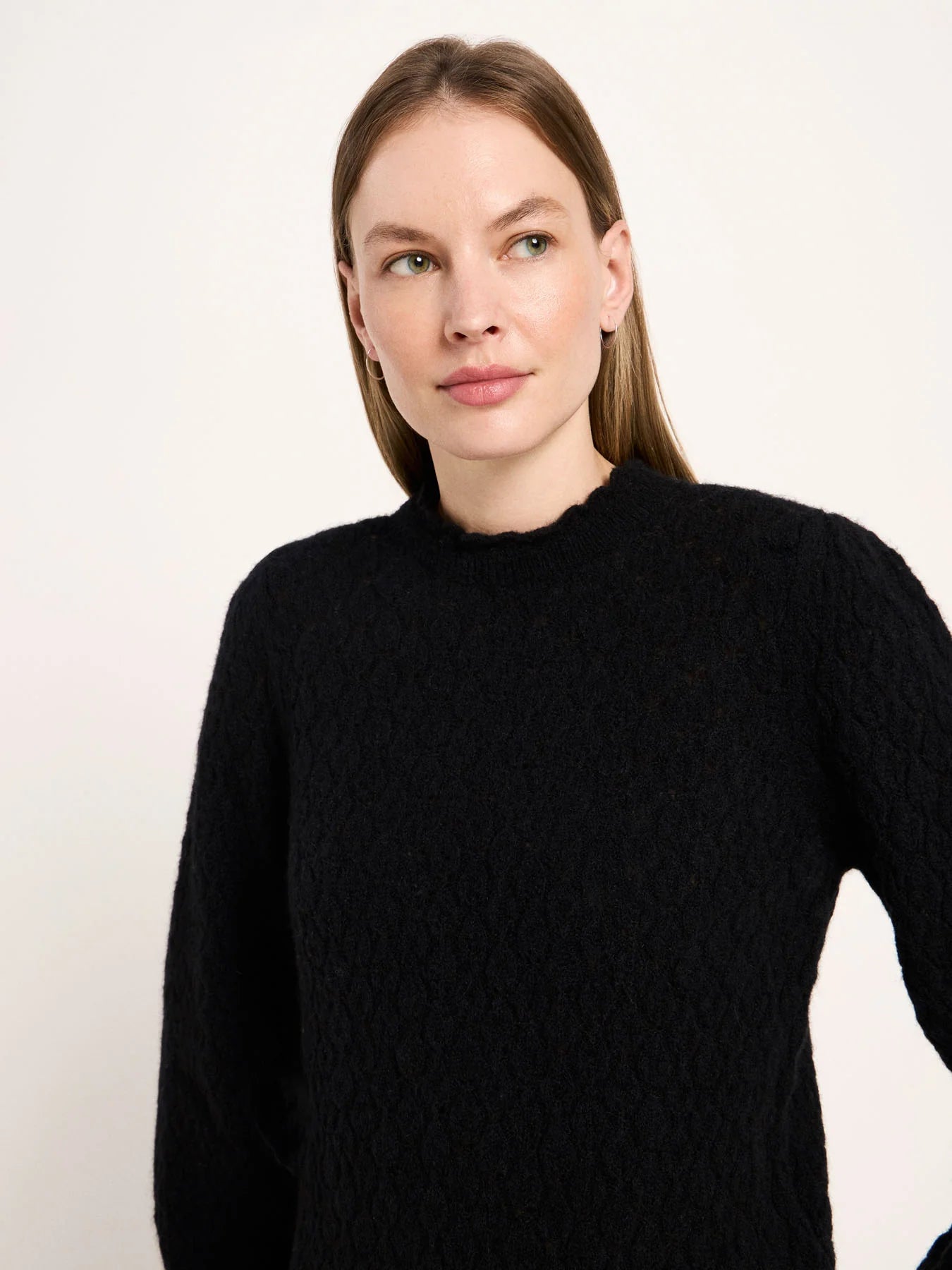 Ajour Sweater Wool, Black, Lanius