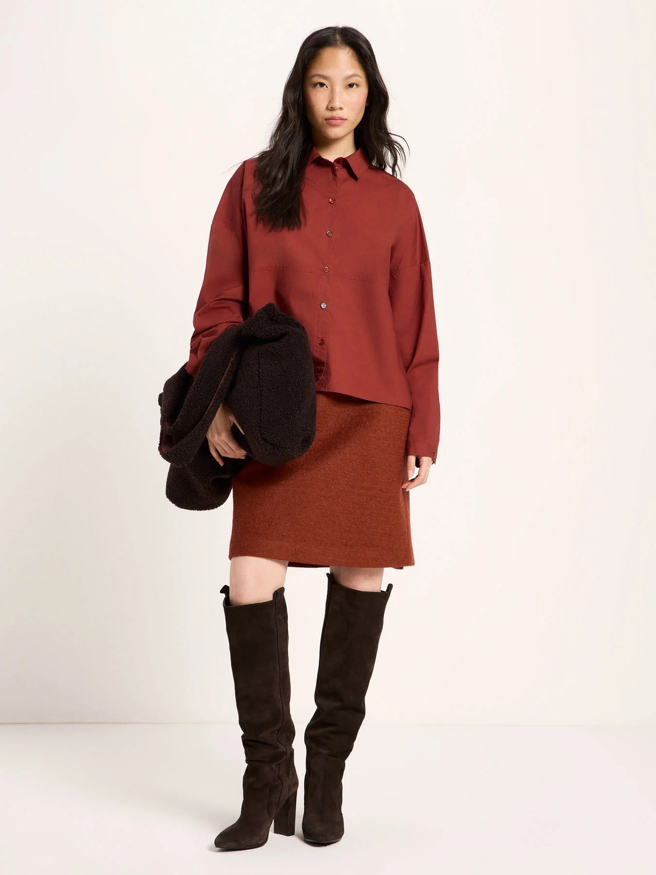 Skjorte Oversized, Red Mahogany, Lanius