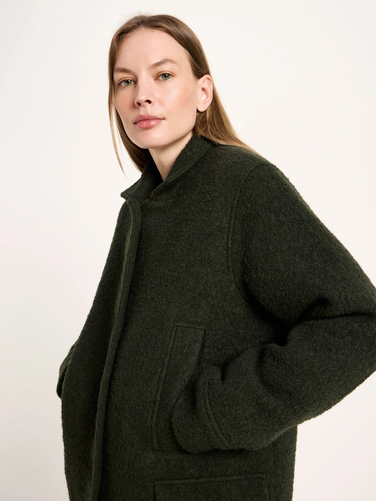 Vinterfrakke Bouclé, Wool, Dark Turtle, Lanius