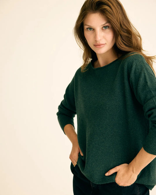 Leda Wool Sweater, Moss, Gorridsen
