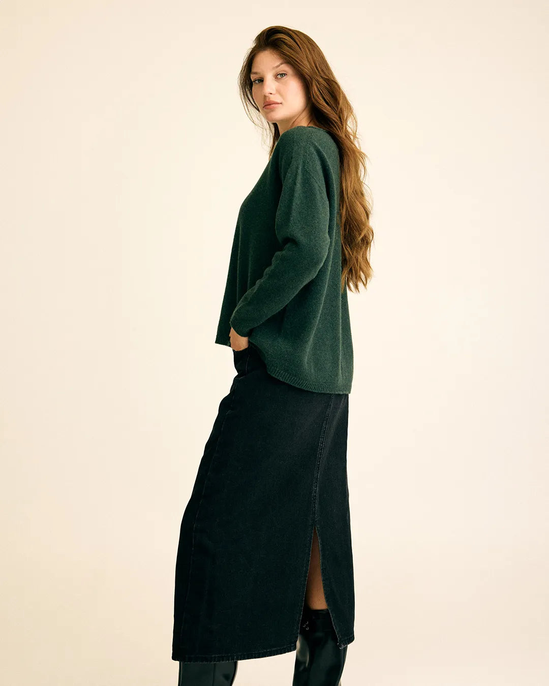 Leda Wool Sweater, Moss, Gorridsen