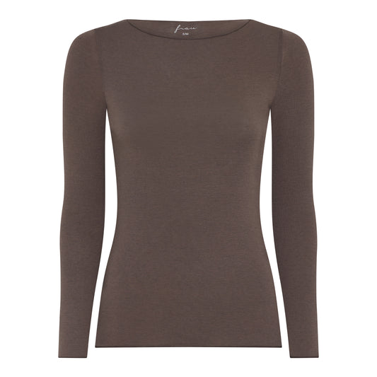 Lima Casmere ls Boatneck top Coffee quartz