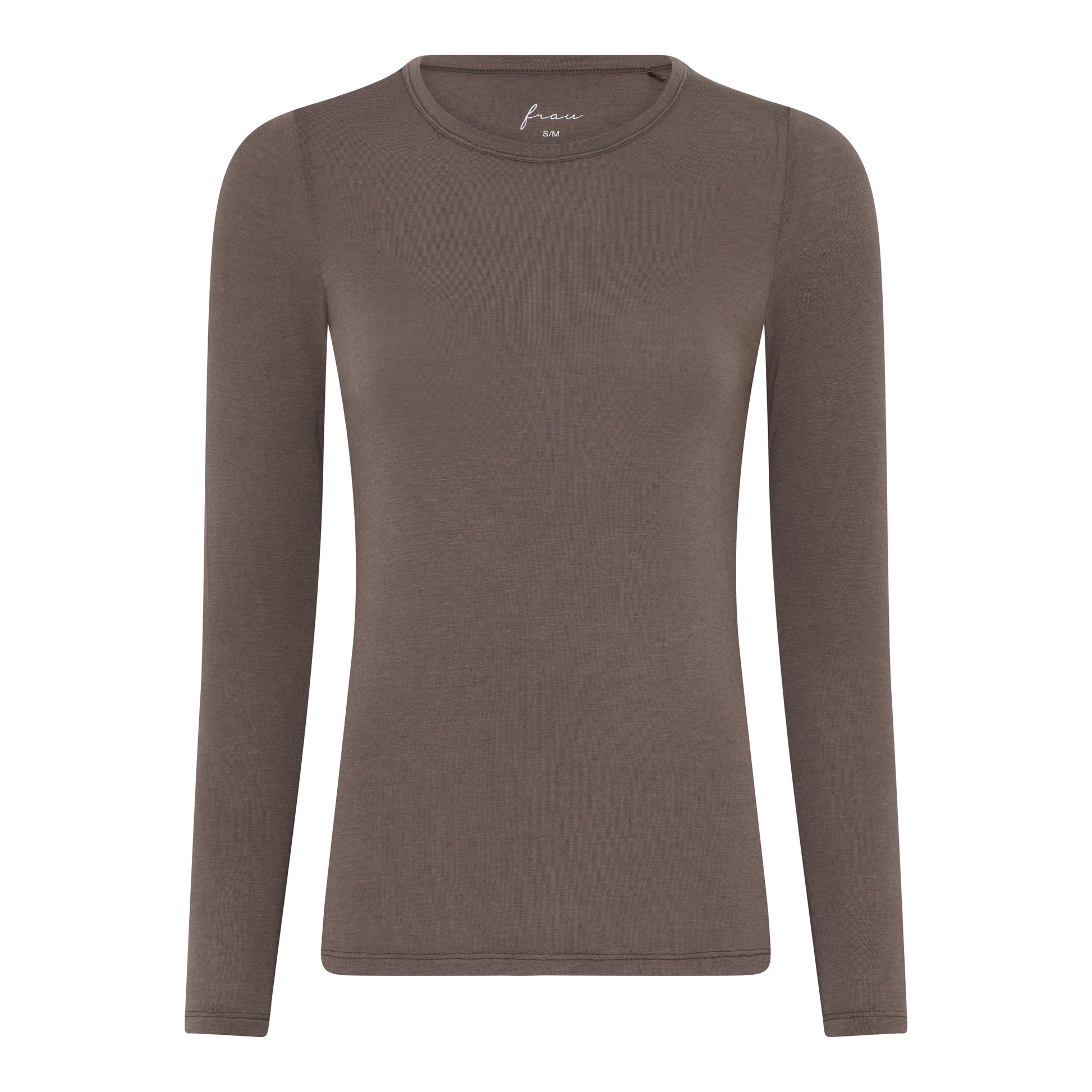Lucca LS Cashmere o-neck Top Coffee quartz