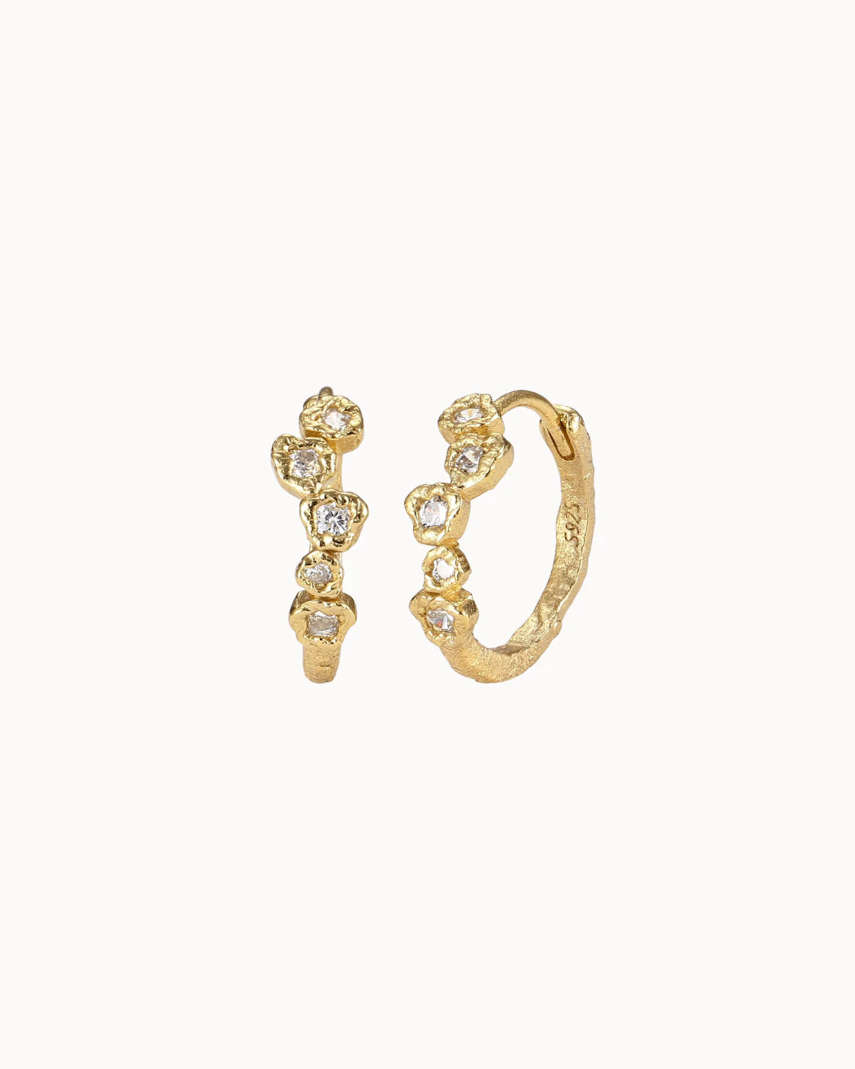 Onda Hoops m/ sten, Gold Plated, Nava