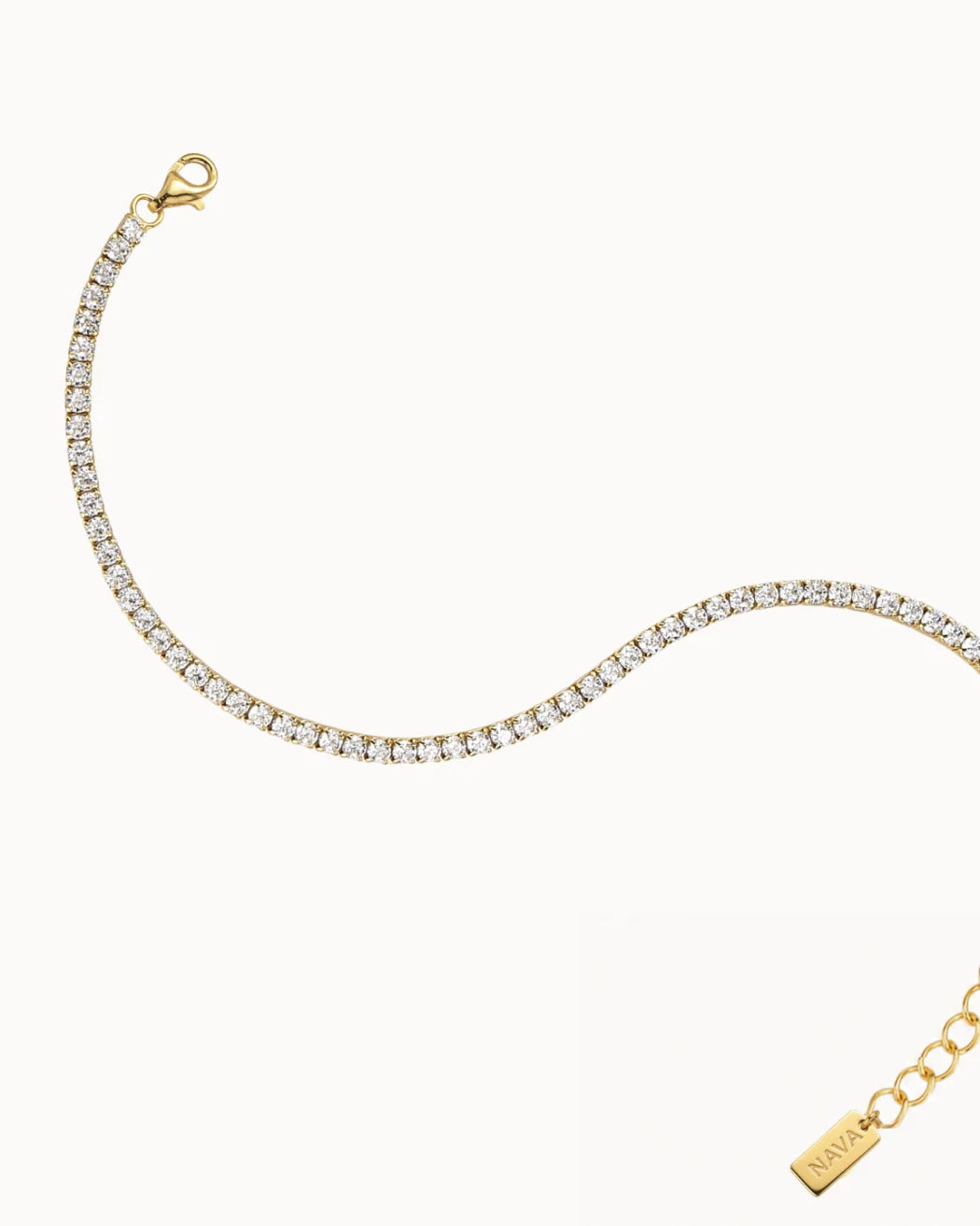 Oraya Tennis Bracelet 2mm, Vandfast, Gold Plated, Nava