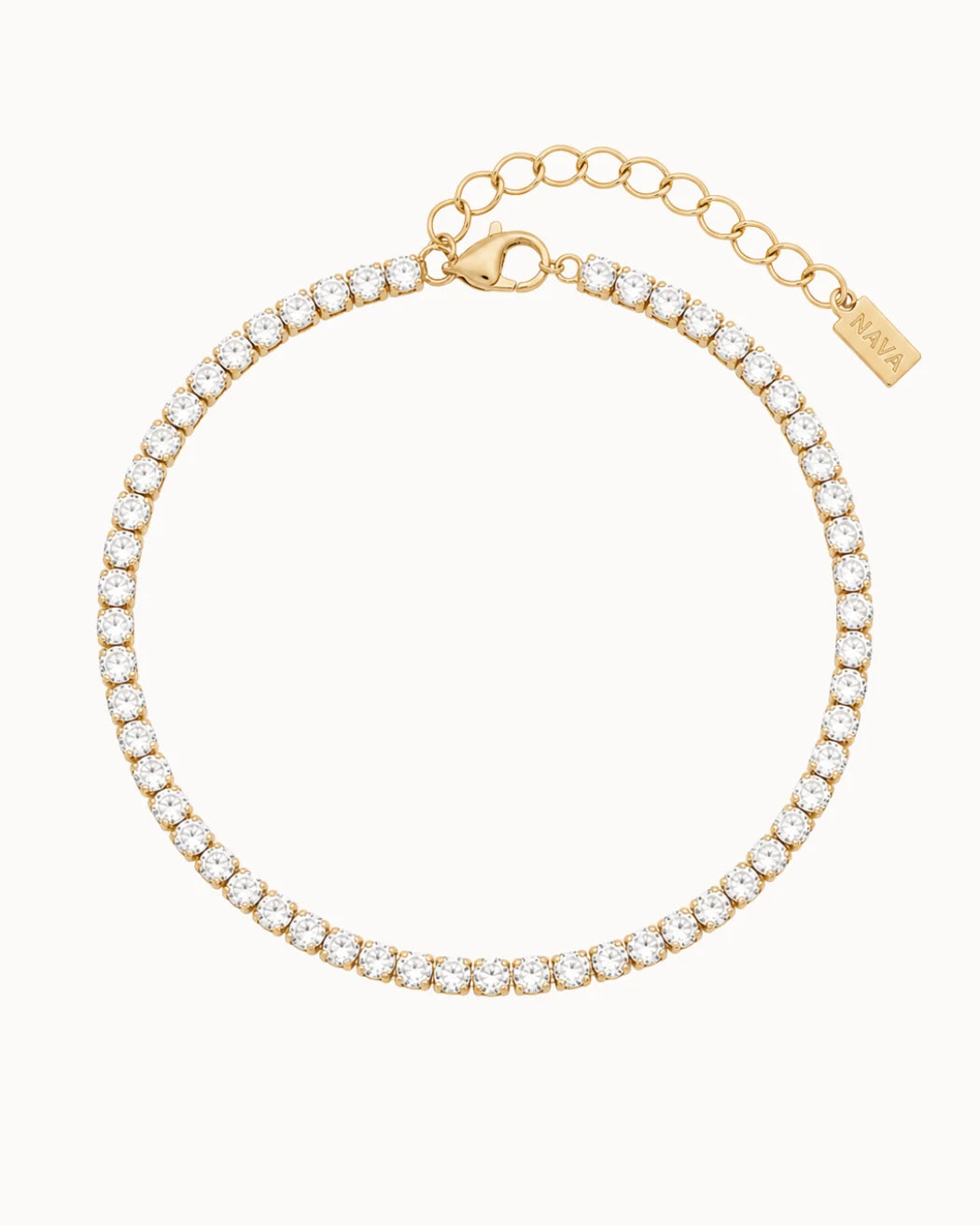 Oraya Tennis Bracelet 3mm, Vandfast, Gold Plated, Nava