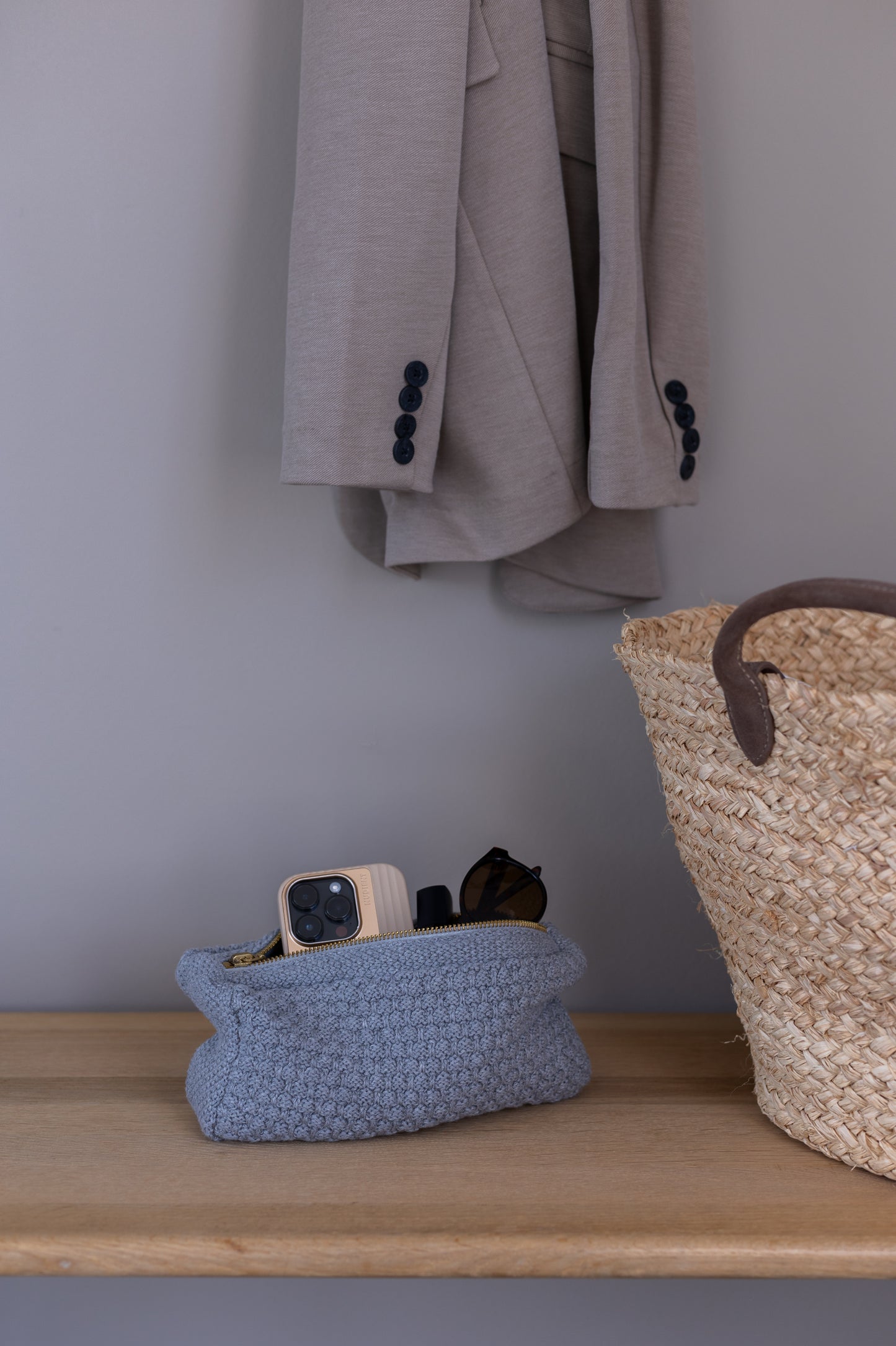 Knitted Clutch, Grey Melange, By Lohn