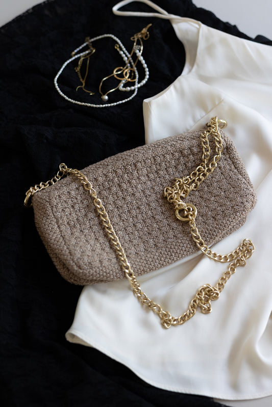 Knitted Clutch m/ kæde, Tiger Melange, By Lohn