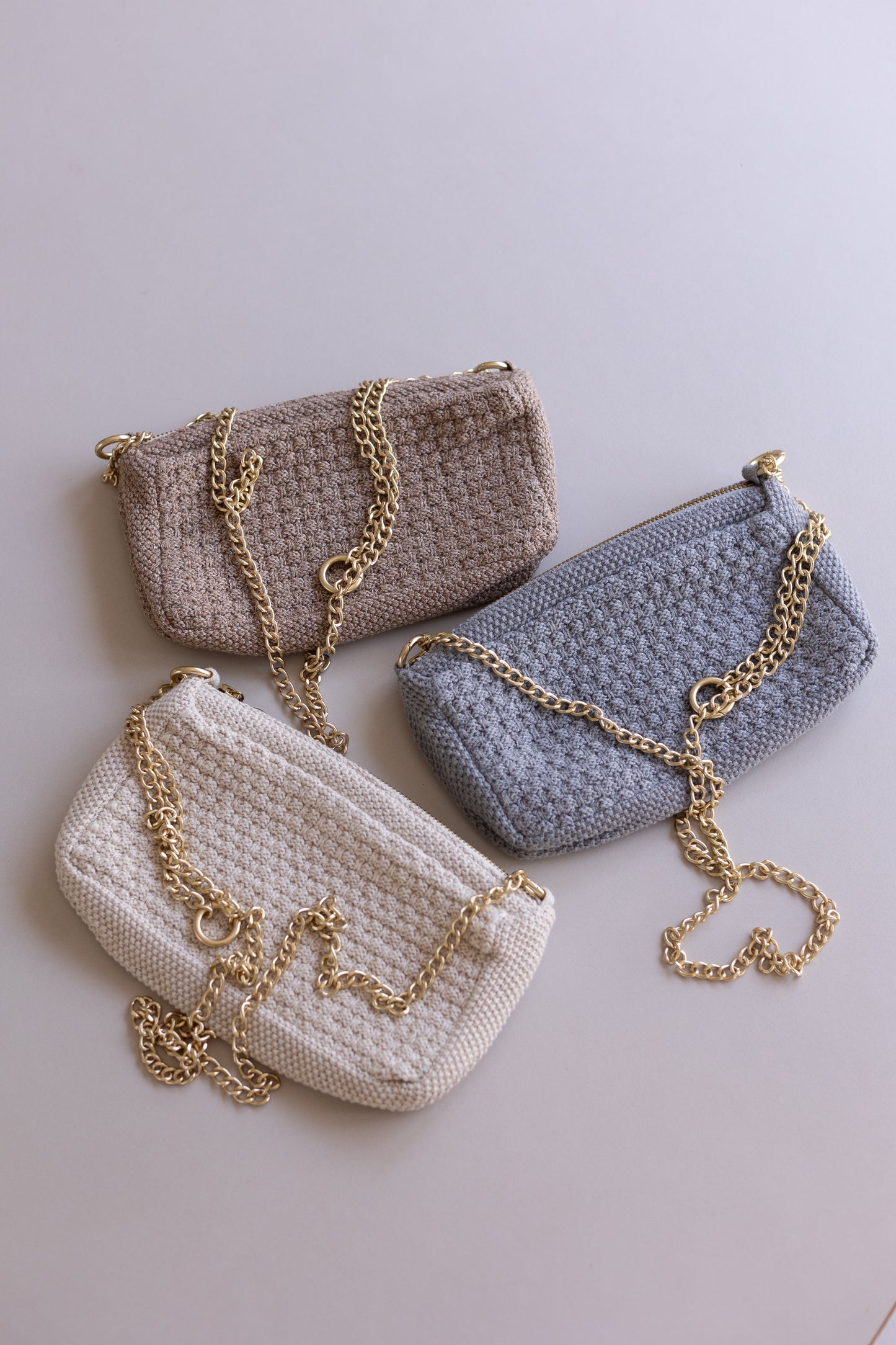 Knitted Clutch m/ kæde, Tiger Melange, By Lohn