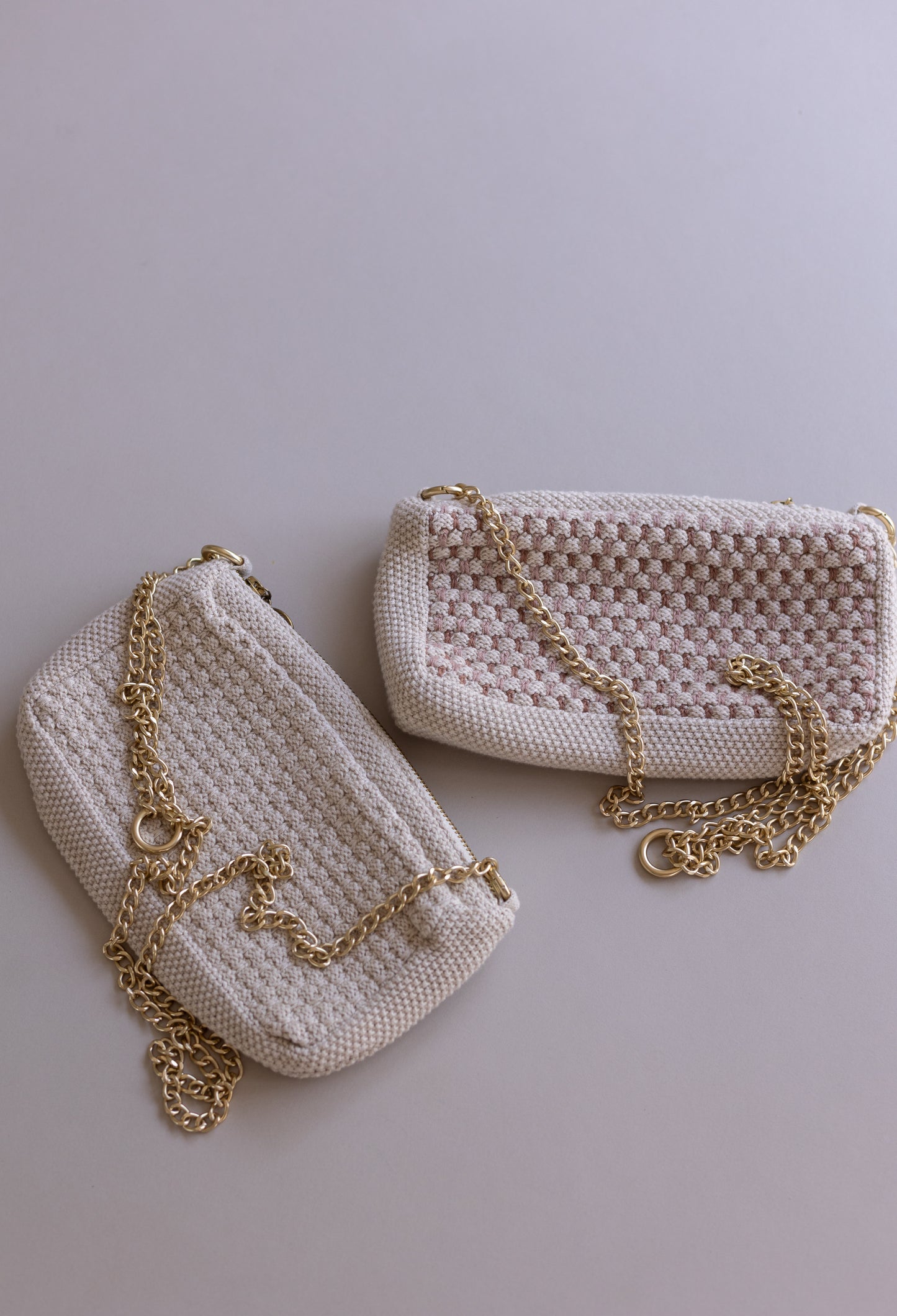 Knitted Clutch m/ kæde, Multi Blue, By Lohn