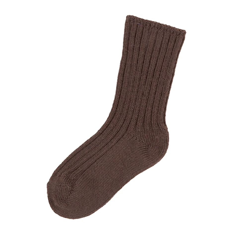 Uldstrømper i rib (dark brown)